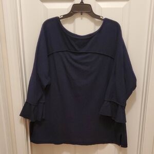 Sale Belle Navy Top 🌻 with Ruffled Sleeves 2X